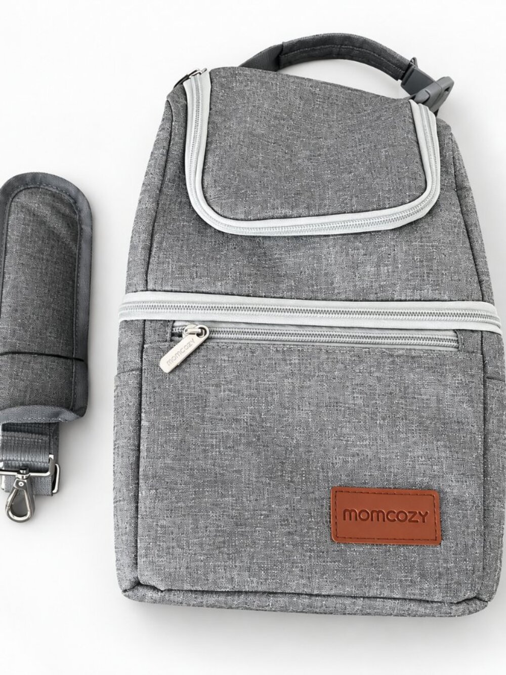 Momcozy Insulated Breast Milk Cooler Bag Gray Double Compartment